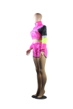 Pink Work Street Solid Patchwork Turndown Collar Long Sleeve Two Pieces