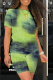 Yellow Casual Patchwork Tie-dye O Neck Short Sleeve Two Pieces