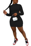White Fashion Sexy adult Ma'am Cap Sleeve Long Sleeves half high collar Pencil Dress Knee-Length Solid backless Dresses