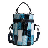 Blue Fashion Casual Print Patchwork Bags