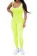Fruit green Fashion Casual Patchwork Solid Draped Polyester Sleeveless Slip Jumpsuits