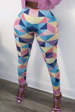 Multicolor Fashion Casual Print Skinny High Waist Pencil Trousers