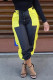 Yellow Black Casual Solid Buttons Patch Regular Small Elastic High Waist Pencil Bottoms