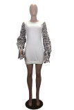 Pink Street Polyester Patchwork Split Joint O Neck Long Sleeve Wrapped Skirt Dresses