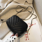 Black Fashion Casual Solid Chain Strap Crossbody Bag