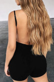 Black Fashion Sexy Solid Backless Spaghetti Strap Skinny Romper