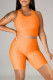 Orange Fashion Casual Solid Patchwork U Neck Sleeveless Two Pieces