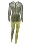 Red Fashion Sexy Patchwork Solid See-through O Neck Skinny Jumpsuits