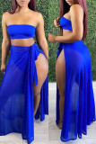 Apricot Fashion Sexy Solid See-through Backless Swimwears Set