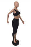 Red Fashion Sexy Solid Asymmetrical V Neck Sleeveless Two Pieces