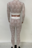 Red Sexy Patchwork See-through V Neck Long Sleeve Two Pieces