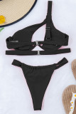 Black Fashion Sexy Solid Hollowed Out Split Joint Swimwears