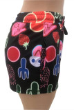 Multicolor Fashion Casual Print Basic Regular Mid Waist Shorts