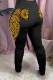 Black Casual Animal Print Print Patchwork Skinny Small Elastic High Waist Pencil Bottoms
