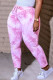 Pink Purple Fashion Casual Print Basic Regular Mid Waist Trousers