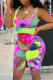 Purple Sexy Casual Print Tie Dye Basic U Neck Skinny Romper
