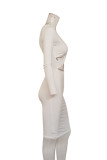 Red Sexy Solid Hollowed Out Split Joint V Neck Wrapped Skirt Dresses