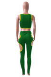 Pink Sexy Casual Letter Print Hollowed Out O Neck Sleeveless Two Pieces