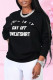 Black Fashion Casual Letter Print Basic O Neck Tops
