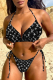 Black Sexy Print Patchwork Swimwears