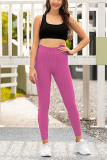 Green Polyester Elastic Fly High Solid pencil Pants Bottoms