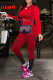 Red Casual Solid Split Joint O Neck Long Sleeve Two Pieces