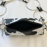 White Fashion Casual Print Chain Strap Crossbody Bag