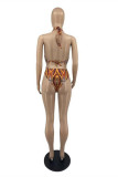Multicolor Fashion Sexy Print Backless Swimwears