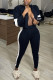 Black Sexy Patchwork Long Sleeve Two Pieces