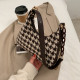 Deep Coffee Fashion Casual Plaid Shoulder Bags