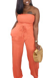 Red Fashion Casual Solid Sleeveless Wrapped Jumpsuits