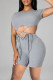 Grey Fashion Sexy Solid Hollowed Out Strap Design O Neck Regular Romper