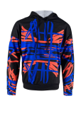 Black Street Print Draw String Hooded Collar Tops
