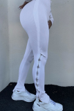 White Sexy Solid Patchwork V Neck Long Sleeve Two Pieces