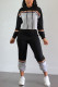 Black Casual Patchwork pencil Long Sleeve Two Pieces