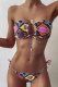 Multicolor Sexy Print Patchwork Frenulum Swimwears