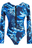 Blue Sexy Print Patchwork Swimwears