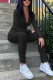 Black Fashion Casual Solid Basic Zipper Collar Skinny Jumpsuits