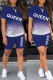 Blue Fashion Casual Gradual Change Letter Print Basic Short Sleeve Two Pieces