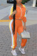 Orange Fashion Casual Patchwork Patchwork Turndown Collar Long Sleeve Two Pieces