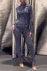 Blue Daily Print Sequins Half A Turtleneck Long Sleeve Two Pieces