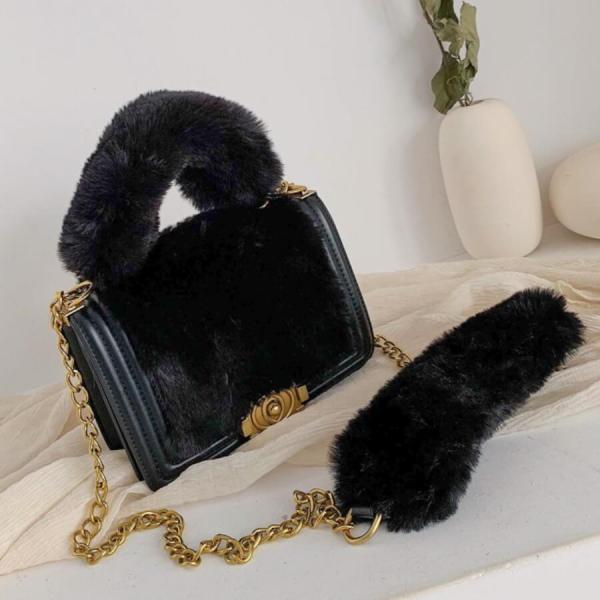 Black Fashion Casual Solid Chain Strap Crossbody Bag
