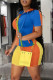 Orange Fashion Casual Patchwork Zipper Hooded Collar Short Sleeve Two Pieces