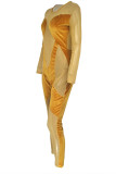 Red Fashion Sexy Patchwork Solid See-through O Neck Skinny Jumpsuits