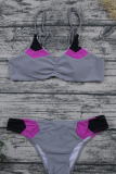 Grey Sexy Color Block Patchwork Swimwears