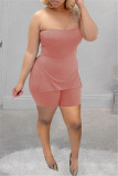 Red Sexy Casual Solid Backless Slit Strapless Sleeveless Two Pieces