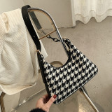 Deep Coffee Fashion Casual Plaid Shoulder Bags
