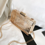 Champagne Fashion Patchwork Solid Chain Strap Crossbody Bag
