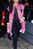 Pink Fashion Casual Patchwork Patchwork Outerwear