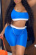Royal Blue Fashion Casual Solid Patchwork Sleeveless Two Pieces